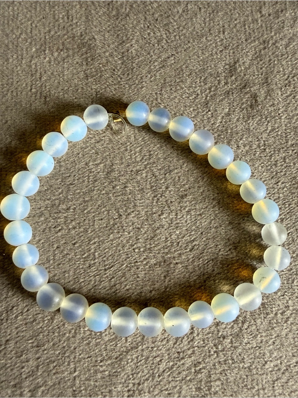 Opalescent Beaded Stretch Bracelet - White/Blue Opal Glow